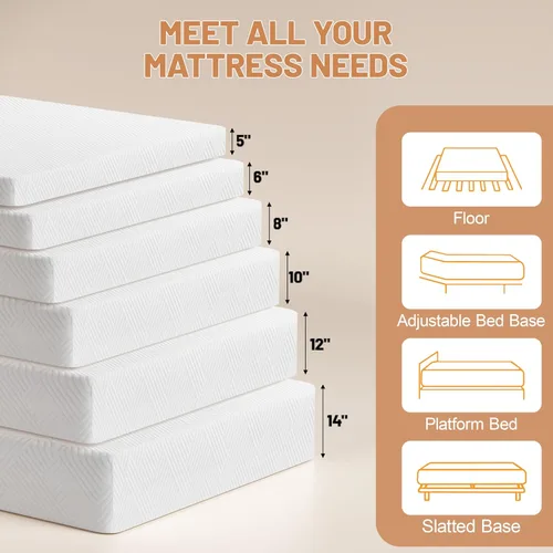 Miniatura 10 de WEUP Colchón individual para niños de 8 pulgadas, colchón de espuma viscoelástica firme media en una caja para aliviar el dolor de espalda, sueño