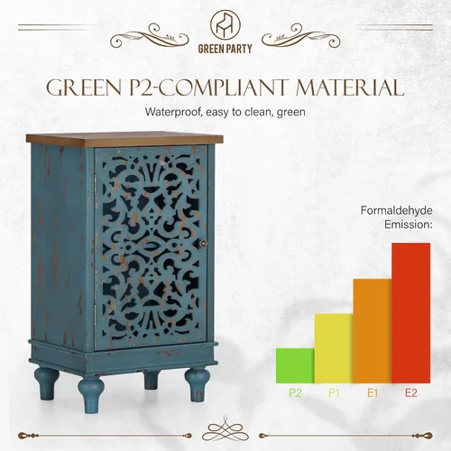 Miniatura 3 de GREEN PARTY Armario de almacenamiento, mesa auxiliar, mesita de noche, mesa de sofá con una sola puerta, patrón floral verde azulado para sala