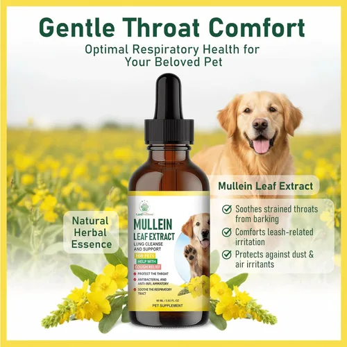 Miniatura 4 de Gotas para aliviar la tos de gordolobo para perros y gatos, alivia la perrera y la tos seca y húmeda, limpieza pulmonar, alivia el dolor