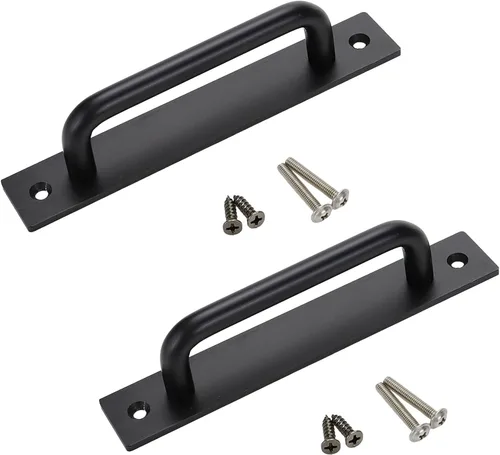 Semetall Paquete de 2 manijas de puerta tipo granero de 5.039 in (5 pulgadas) con orificio central de aleación de aluminio sin perforaciones,