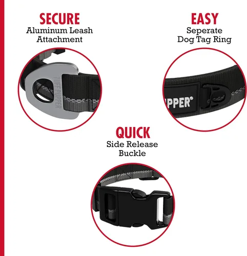 Miniatura 4 de Tuff Pupper Collar de perro resistente Reflectante con clip de correa de aluminio con anillo en D Accesorio de etiqueta de identificación