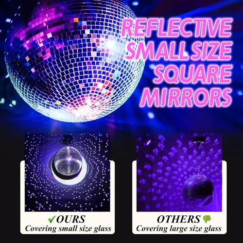 Miniatura 4 de Luz de bola de discoteca, difusor de luz de bola de discoteca de espejo de 5 pulgadas, rotación de 360°, luces de Navidad para fiestas