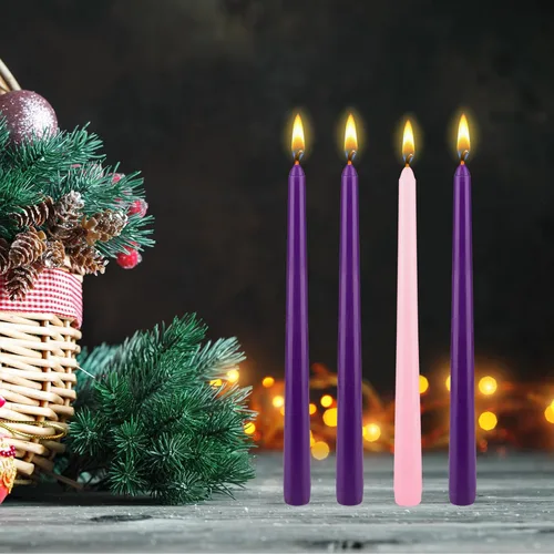 Miniatura 6 de Mega Candles Juego de 4 velas de Adviento de Navidad sin perfume, vertidas a mano, velas cónicas de cera prémium de 10 pulgadas x 7/8 pulgadas