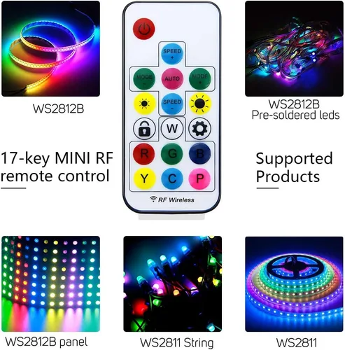 Miniatura 4 de ALITOVE WS2812B WS2811 Controlador LED direccionable RF remoto inalámbrico Mini controlador 5 ~ 24 V CC para WS2812 WS2811 Dream Color Rainbow RGB
