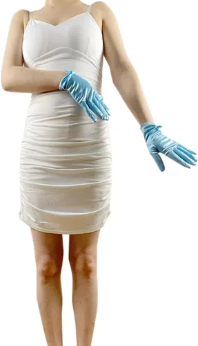Miniatura 37 de Vestido de novia de satén para mujer, fiesta de ópera, guantes de los años 20, guantes hasta la muñeca