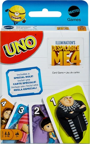 Mattel Games UNO Despicable Me 4 - Juego de cartas para niños, adultos y familia con mazo inspirado en la película