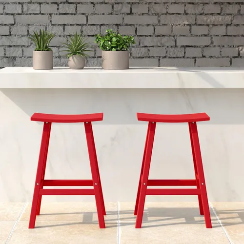 WestinTrends Malibu - Juego de 2 taburetes para sillín para exteriores/patio, 24 alturas, color rojo