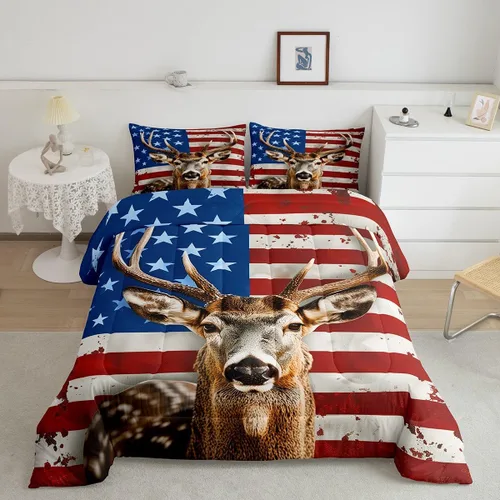 Miniatura 53 de Castle Fairy - Juego de funda de edredón con bandera estadounidense tamaño King, ropa de cama para niñas y adolescentes, funda de edredón con Multi
