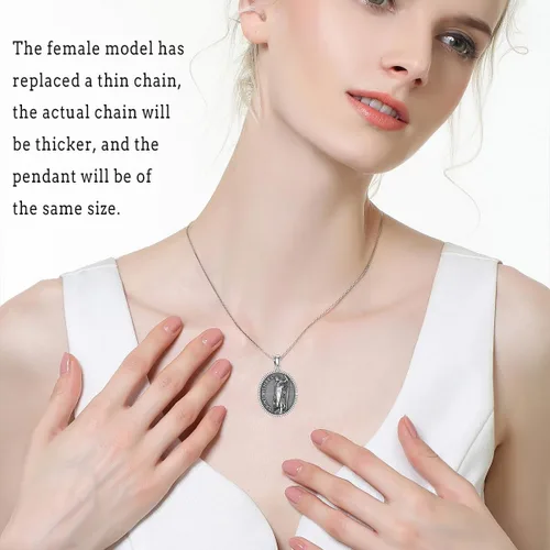 Miniatura 131 de CEKAMA - Collar de plata de ley 925 con dije de amuleto para hombres y mujeres, con cadena de 0.098 in, 22 pulgadas + 2 pulgadas