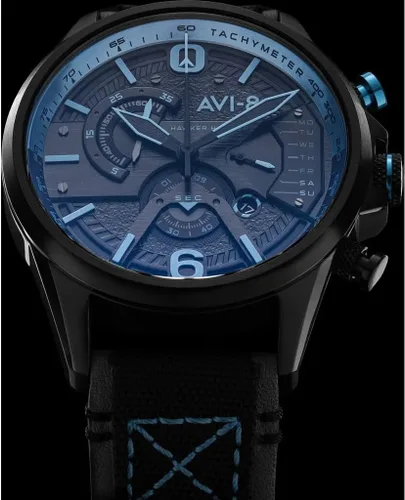 Miniatura 7 de AVI-8 Reloj Hawker Harrier Dual Retrograde Cronógrafo Correa de Cuero Genuino