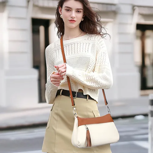 Miniatura 49 de Over Earth Genuine Leather Crossbody Bags for Women Small Hobo Handbags Shoulder Purses with 2 Detachable Straps