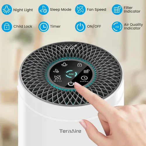 Miniatura 5 de Purificadores de aire para dormitorio y hogar, purificador de aire con cubierta de monitor de calidad del aire PM 2.5 de hasta 1235 pies cuadrados
