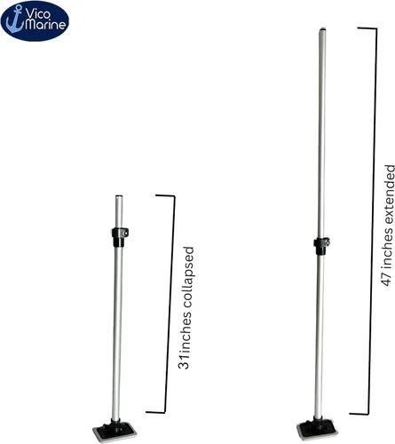 Miniatura 3 de Sistema de soporte de cubierta de lancha, poste de soporte (28"-47") + base de poste (XP47A-2Tip-PBR), fácil instalación, resistente a los rayos UV