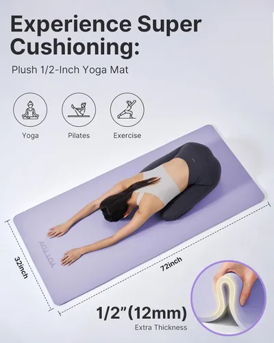 Miniatura 3 de YOTTOY Tapete de Yoga, Tapete de Yoga Extra Grueso (1/2 pulgada), Tapete Profesional de TPE para Ejercicio, Tapete de Entrenamiento Antideslizante