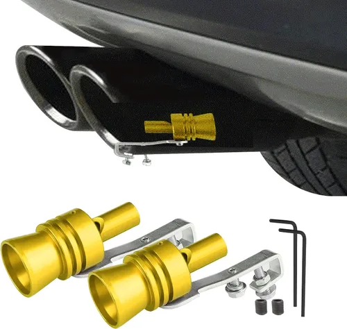 Miniatura 10 de 2 piezas de silbato turbo para coche, silbato turbo universal de aleación de aluminio, silbato de tubo de escape de sonido turbo de aleación de Negro