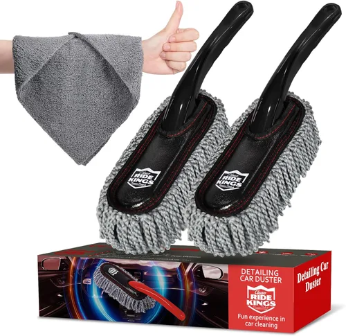 Miniatura 7 de Kit de Detalles de Coche RIDE KINGS - 3 Paquetes: Plumero de Coche, Cepillo de Limpieza Interior, Toallas de Microfibra Herramientas de Detalle
