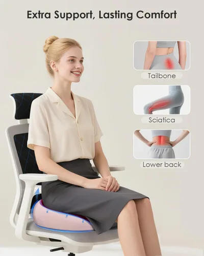 Miniatura 2 de FLORICH - Cojín para Silla de Oficina, Cojín de Espuma Viscoelástica Ergonómico para Silla de Oficina para Alivio de Ciática, Cojín Suave y Memory