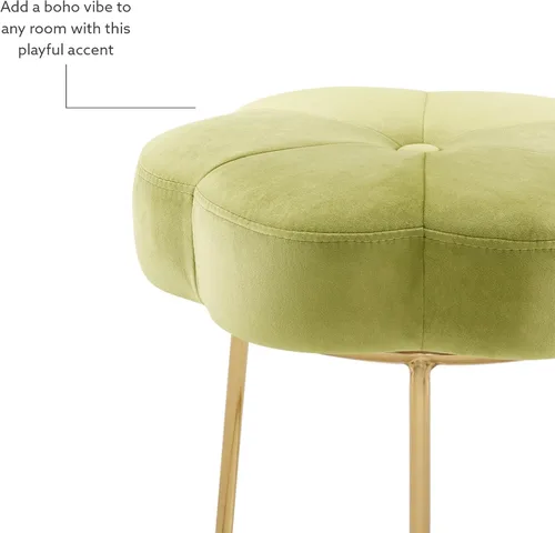 Miniatura 7 de Linon Talulah - Taburete decorativo y tocador verde claro y dorado