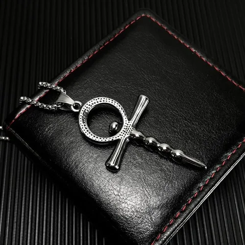 Miniatura 7 de Collar de cruz, Ankh, oración de serenidad, calavera, collar con colgante de cruz celta para hombres y mujeres, joyería cristiana, potente