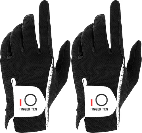 FINGER TEN Guantes de golf para hombre para golfista diestro o zurdo, agarre para lluvia, valor 2 unidades, guante de golf para mano izquierda o