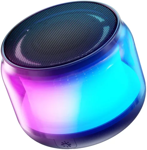 LENRUE - Altavoces Bluetooth portátiles con luces de colores, sonido fuerte, pequeño altavoz Bluetooth con emparejamiento estéreo inalámbrico, mini