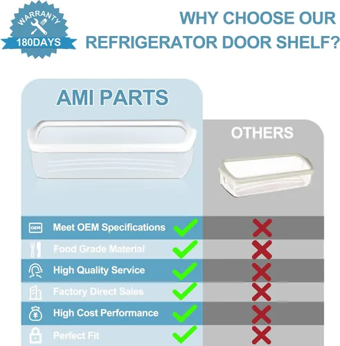 Miniatura 2 de 2 PAQUETES W10321304 Estante para puerta de refrigerador de AMI PARTS Compatible con la estantería de refrigerador Whirl-pool reemplazo WRS325FDAM02