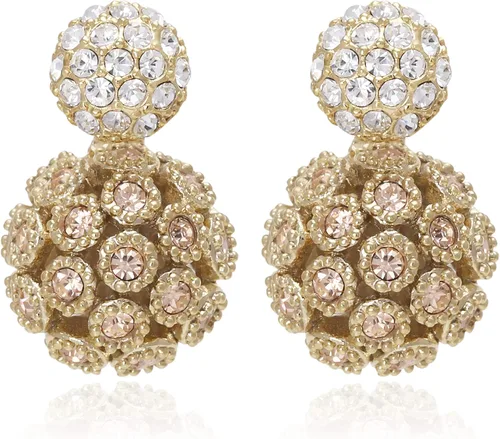 Pendientes de cristal de doble cara con forma de bola, diseño hueco y parte trasera de bola