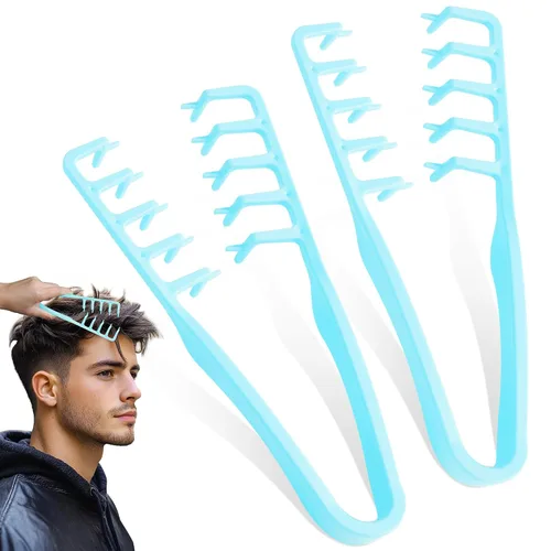 Miniatura 10 de Peine de textura de 2 piezas, peine voluminizador de textura de cabello de dientes anchos, accesorio de peinado con flecos, para hombres y mujeres