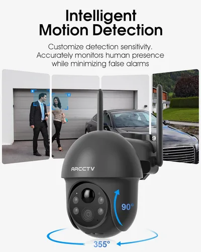 Miniatura 3 de Cámaras de seguridad ARCCTV inalámbricas para exteriores con energía solar, cámara para exteriores con batería de 4MP, vista de 360°, visión