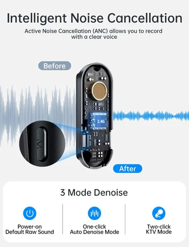 Miniatura 3 de Micrófono inalámbrico Lavalier para iPhone iPad con estuche de carga 7H Clip en el micrófono de solapa inalámbrico, paquete de 2 micrófonos