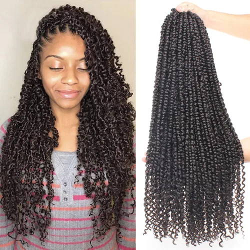 Miniatura 21 de Leeven Paquete de 8 paquetes de cabello de ganchillo pret wisted Passion Twist de 10 pulgadas, color negro natural, extensiones de cabello corto