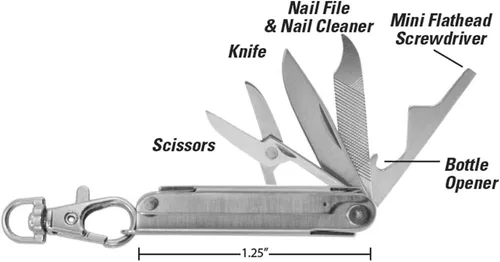 Miniatura 2 de Lucky Line UtiliCarry - Micro herramienta compacta de acero inoxidable, cuchillo de bolsillo multiherramienta en clip para llaves, para transporte