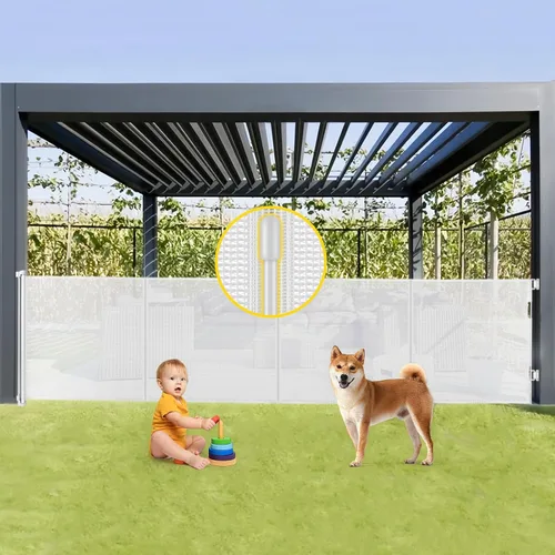 Miniatura 14 de Puertas retráctiles reforzadas para bebés de 42" de alto x 100" extra anchas para entradas de puertas, puerta extra alta para mascotas con barras
