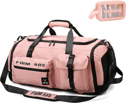 Bolsa de gimnasio para hombres y mujeres, bolsa de viaje deportiva, bolsa de lona para gimnasio, Rosado