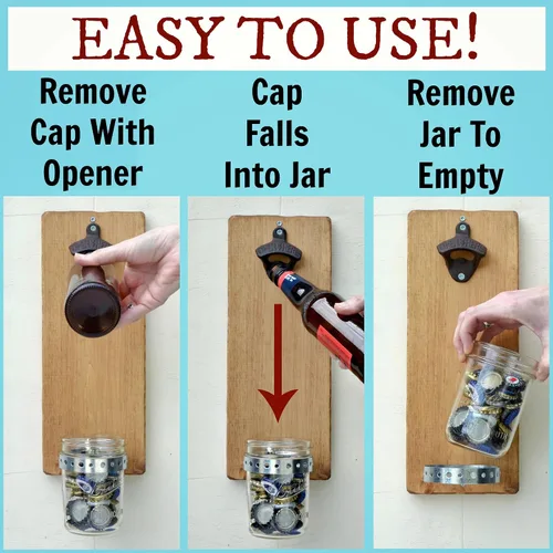 Miniatura 2 de Abrebotellas de cerveza de Massachusetts – Abridor de botellas hecho a mano montado en la pared con tapa – Regalo de cerveza para él o ella