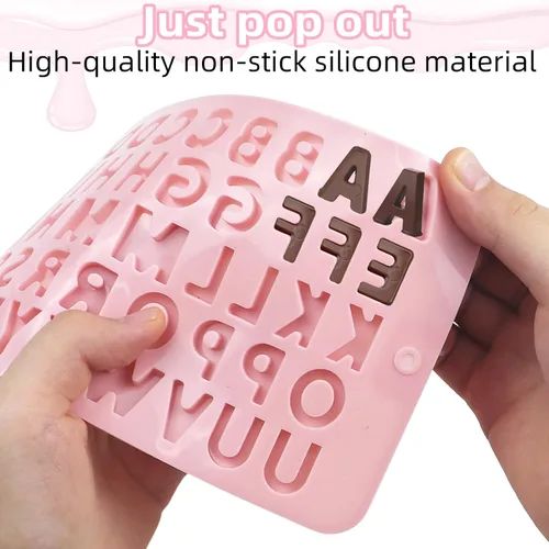 Miniatura 6 de 2 moldes de silicona para letras y moldes de chocolate con números, moldes reutilizables para hornear dulces, gomitas, cumpleaños, bodas y postres