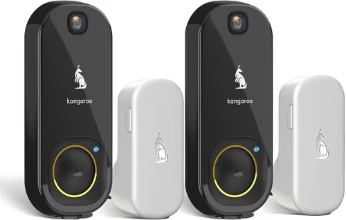 Timbre inalámbrico canguro + timbre, cámara HD, fácil instalación, batería de detección, detección de movimiento, WiFi 2.4G, alertas en tiempo real