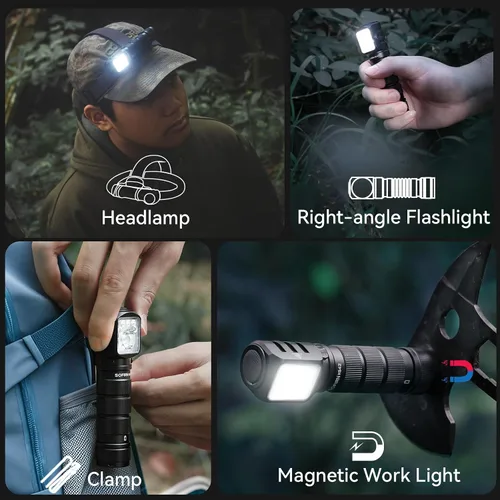 Miniatura 5 de sofirn Linterna frontal recargable HS42 con modo de luz roja, doble clip, 2100 lúmenes ultra brillante LED tipo C, puerto de carga IP66 impermeable