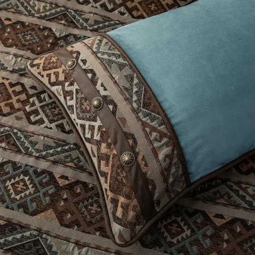 Miniatura 5 de Paseo Road by HiEnd Accents Rio Grande - Juego de funda de edredón de 7 piezas, tamaño Super King, cuero sintético marrón, juego de ropa de cama