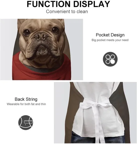 Miniatura 6 de MUSM Apron for Adults - 27.6 X 31.5 Inch, Heavy-Duty Polyester Aprons with Two Large Pockets, Waterproof Wearing Short Sleeves Kitchen Apron for
