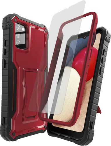 Miniatura 7 de Funda para Samsung Galaxy A02S, protección de grado militar, doble capa, a prueba de golpes, con protector de pantalla HD de vidrio templado y Azul