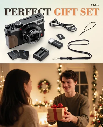 Miniatura 8 de Cámaras digitales True 5K de 64 megapíxeles para fotografía - Enfoque automático, zoom 18X, con pantalla giratoria de 3'' 180°, tarjeta TF de 64 GB