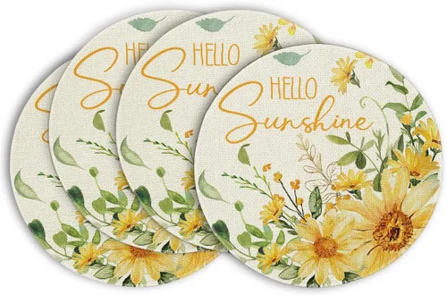 Miniatura 8 de Artoid Mode Hello Sunshine - Juego de 4 manteles individuales de verano con girasol, 12 x 18 pulgadas, para decoración de fiestas, cocina, comedor