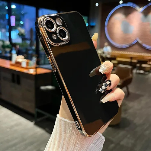 Miniatura 5 de DEFBSC Funda electrochapada para iPhone 13, funda protectora de TPU suave con borde galvanizado de lujo, protección de cámara de cuerpo completo, a