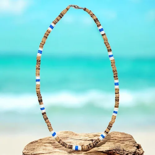 Miniatura 33 de BlueRica Collar de cuentas de concha de coco y puka (18")