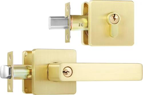 Miniatura 27 de Leydebong - Paquete de 4 picaportes resistentes para entrada con llave, manija dorada, llaves iguales/combo con llave, reversible para la izquierda
