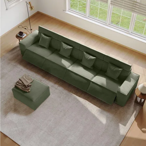 Miniatura 9 de Silla reclinable eléctrica de 53 pulgadas, moderno sofá reclinable para sala de estar o dormitorio, asientos de tela de alto rendimiento