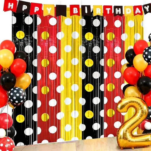 Miniatura 38 de Paquete de 4 cortinas de flecos de papel de aluminio negro, fondo de oropel metálico con purpurina para cumpleaños, bodas, despedidas de soltera