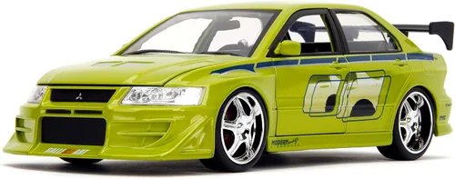 Jada Toys Fast & Furious 1:24 Brian's Mitsubishi Lancer Evolution VII - Coche fundido a presión, juguetes para niños y adultos, color verde lima