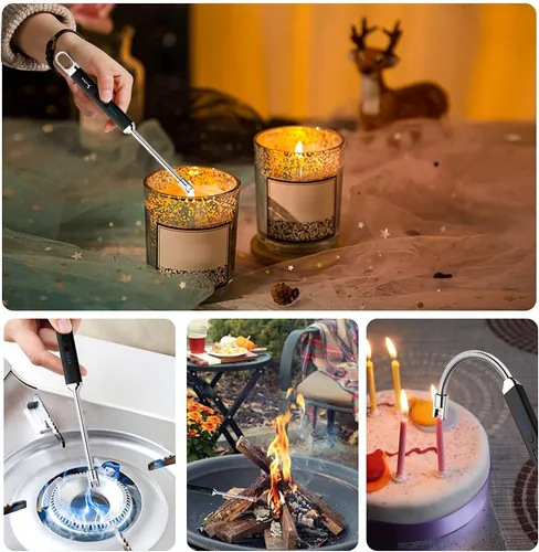 Miniatura 5 de SUPRUS Encendedor USB recargable de arco eléctrico con interruptor de seguridad, cuello flexible de 360°, parrilla sin llama, encendedores largos